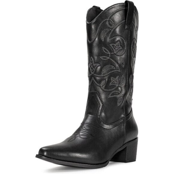 Shoes - ⭐ IUV Women's Cowboy Boots | Western Embroidered Pointy Toe Mid-Calf Boots